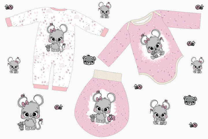 Baby-Gute-Nacht-Set – Mäuseliebe rosa