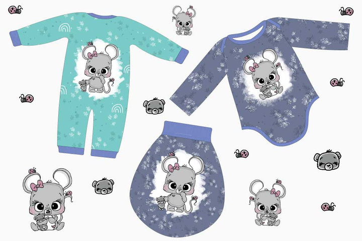 Baby-Gute-Nacht-Set – Mäuseliebe lila