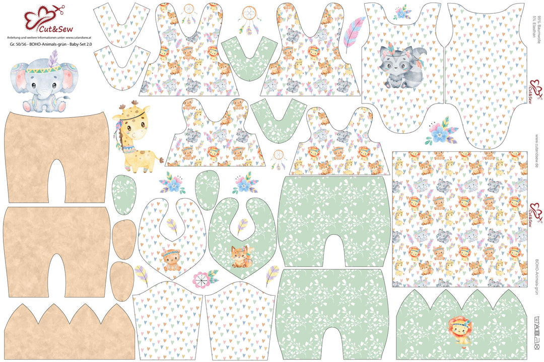 Nähset, Schnittmuster auf Stoff gedruckt