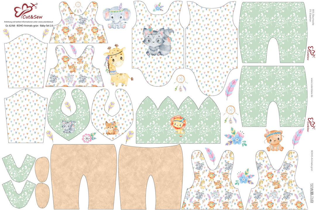 Nähset, Schnittmuster auf Stoff gedruckt