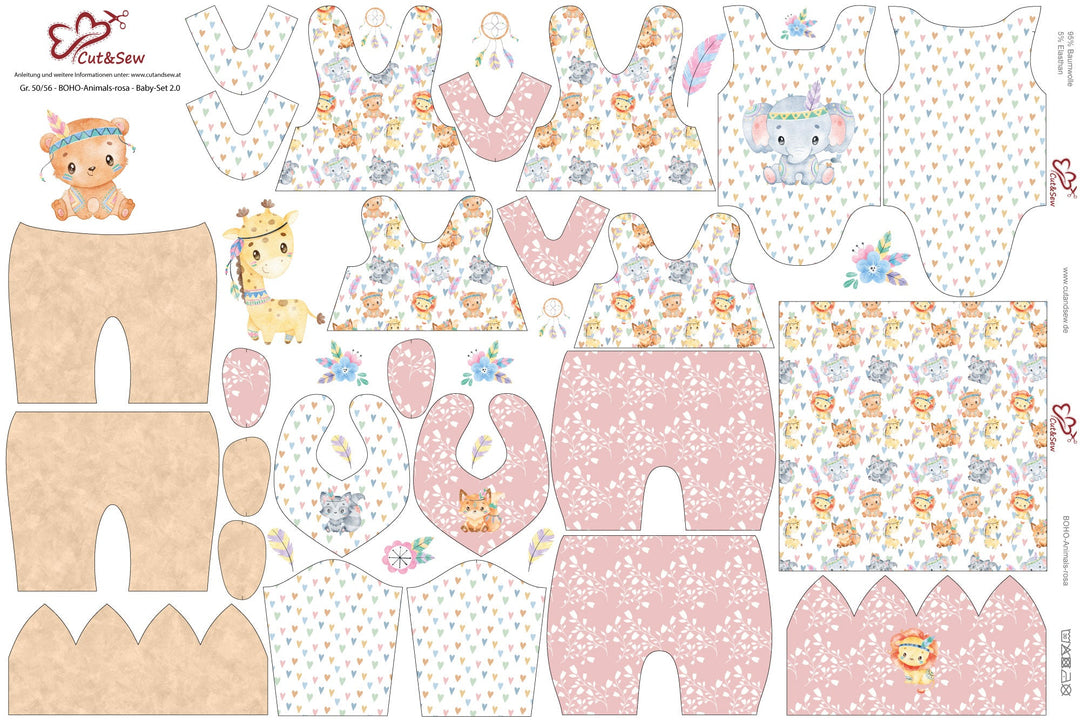 Nähset, Schnittmuster auf Stoff gedruckt