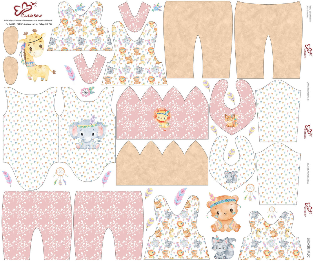 Nähset, Schnittmuster auf Stoff gedruckt