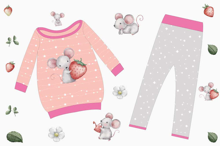 Ballonkleid-Set – Erdbeer Mäuschen