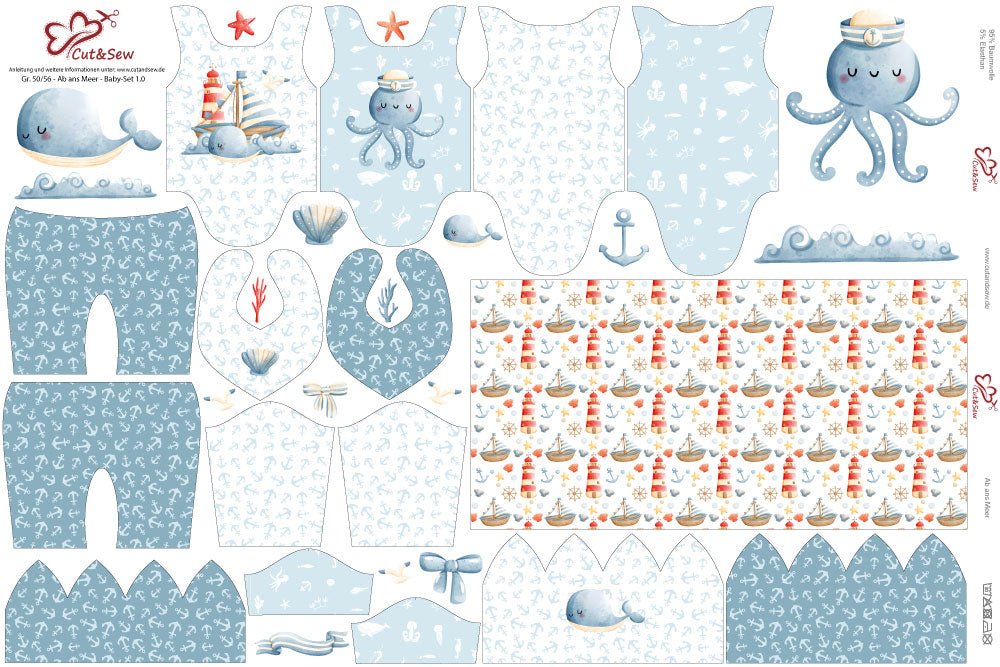 Nähset, Schnittmuster auf Stoff gedruckt