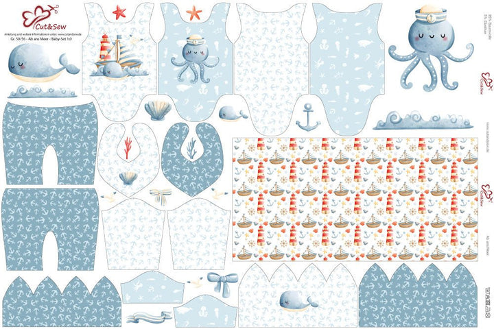 Nähset, Schnittmuster auf Stoff gedruckt