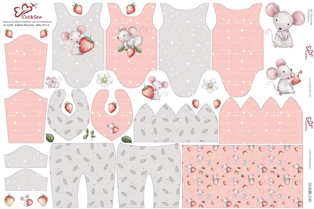 Baby Set – Erdbeer Mäuschen - Cut&Sew