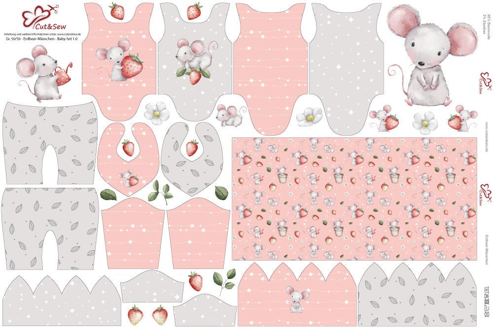 Baby Set – Erdbeer Mäuschen - Cut&Sew