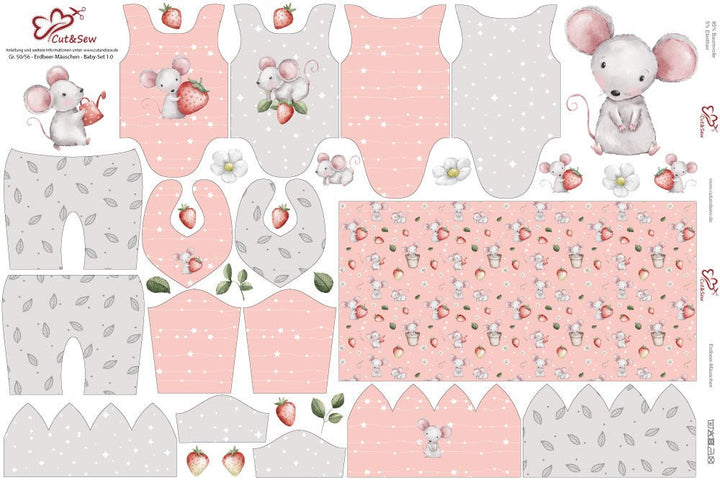 Baby Set – Erdbeer Mäuschen - Cut&Sew