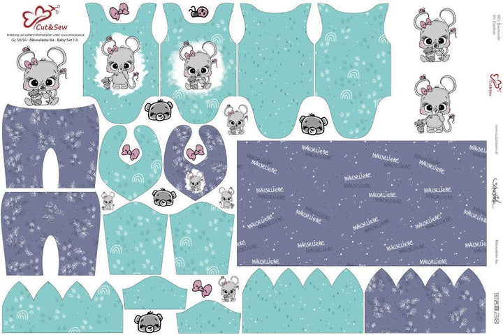 Baby Set – Mäuseliebe lila - Cut&Sew