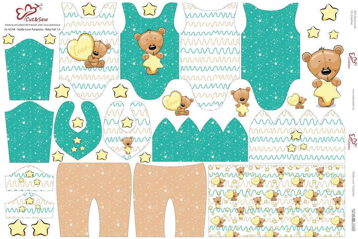 Baby Set – Teddy Love Türkis - Cut&Sew