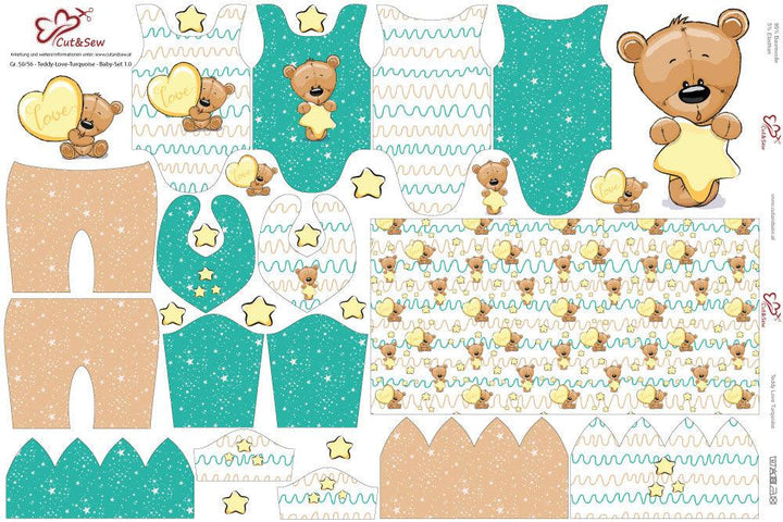 Baby Set – Teddy Love Türkis - Cut&Sew