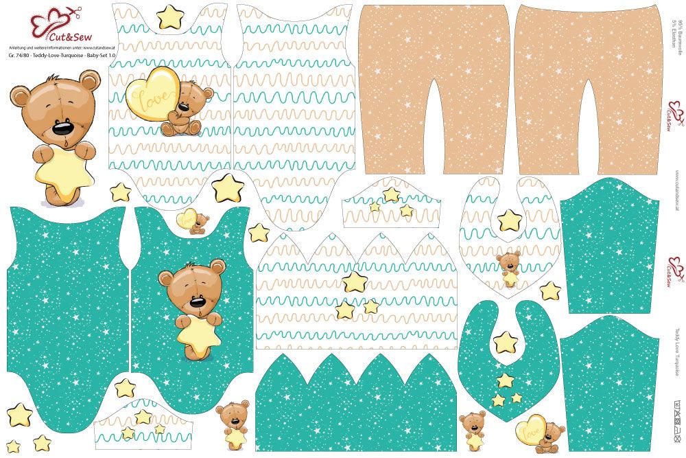 Baby Set – Teddy Love Türkis - Cut&Sew
