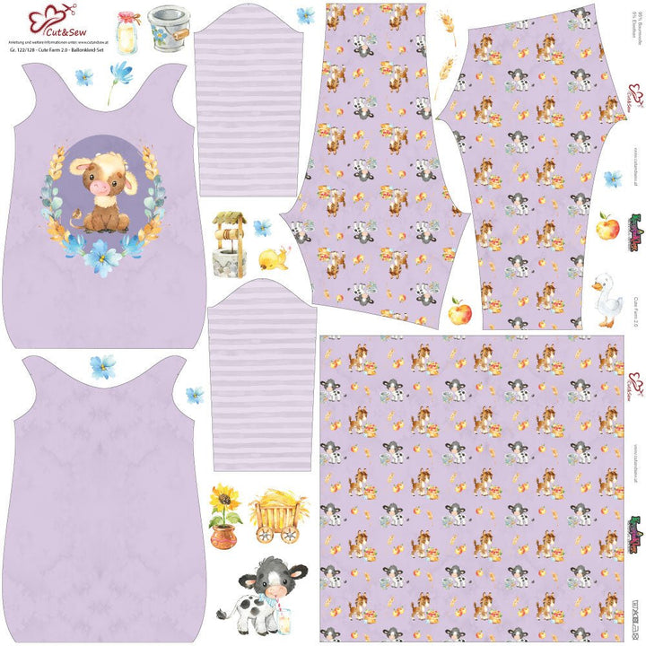 Ballonkleid-Set – Cute Farm 2.0 Purple - Cut&Sew