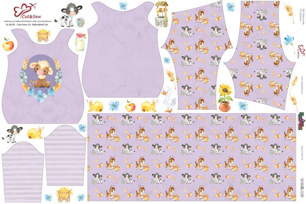 Ballonkleid-Set – Cute Farm 2.0 Purple - Cut&Sew