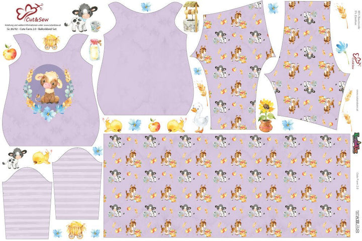 Ballonkleid-Set – Cute Farm 2.0 Purple - Cut&Sew