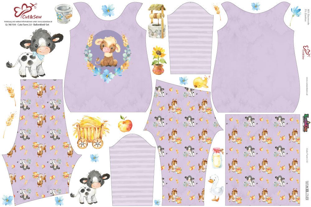 Ballonkleid-Set – Cute Farm 2.0 Purple - Cut&Sew