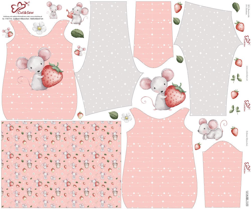 Nähset, Schnittmuster auf Stoff gedruckt