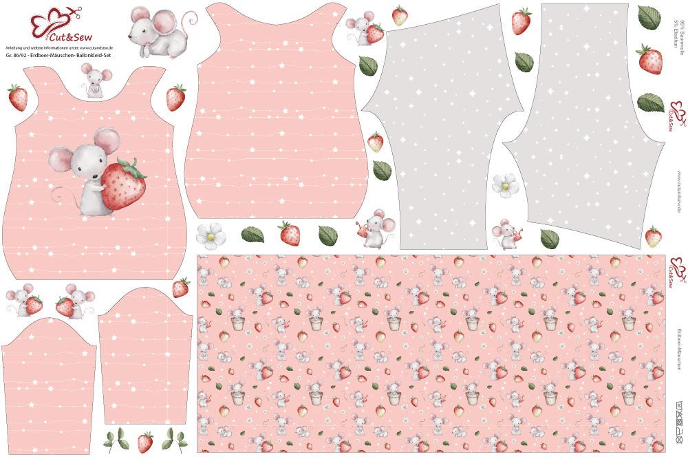 Nähset, Schnittmuster auf Stoff gedruckt