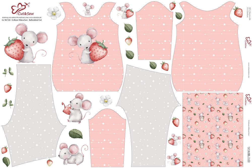 Nähset, Schnittmuster auf Stoff gedruckt