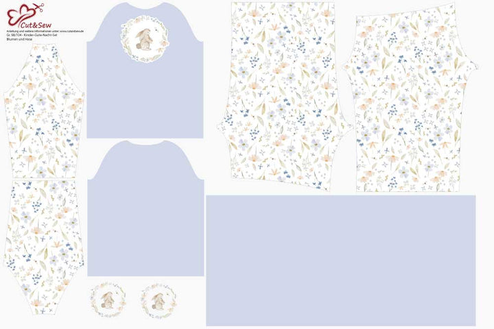 Schlafanzug Nähset – Blumen und Hasen - Cut&Sew