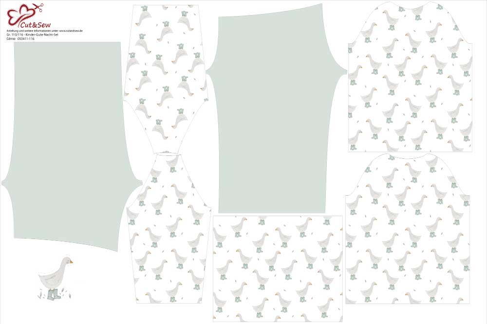 Schlafanzug Nähset – Gänse - Cut&Sew