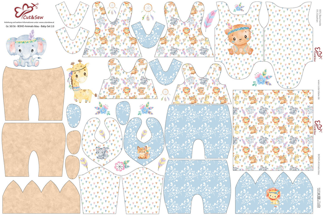 Nähset, Schnittmuster auf Stoff gedruckt