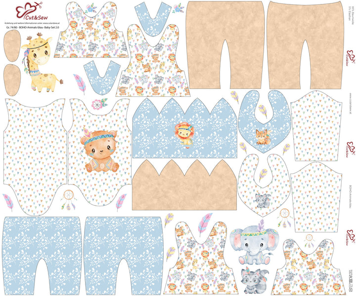 Nähset, Schnittmuster auf Stoff gedruckt