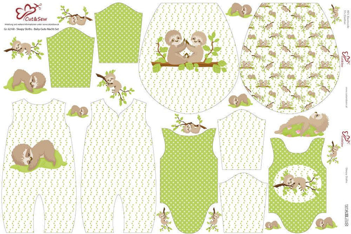 Baby-Gute-Nacht-Set – Sleepy Sloths - Cut&Sew