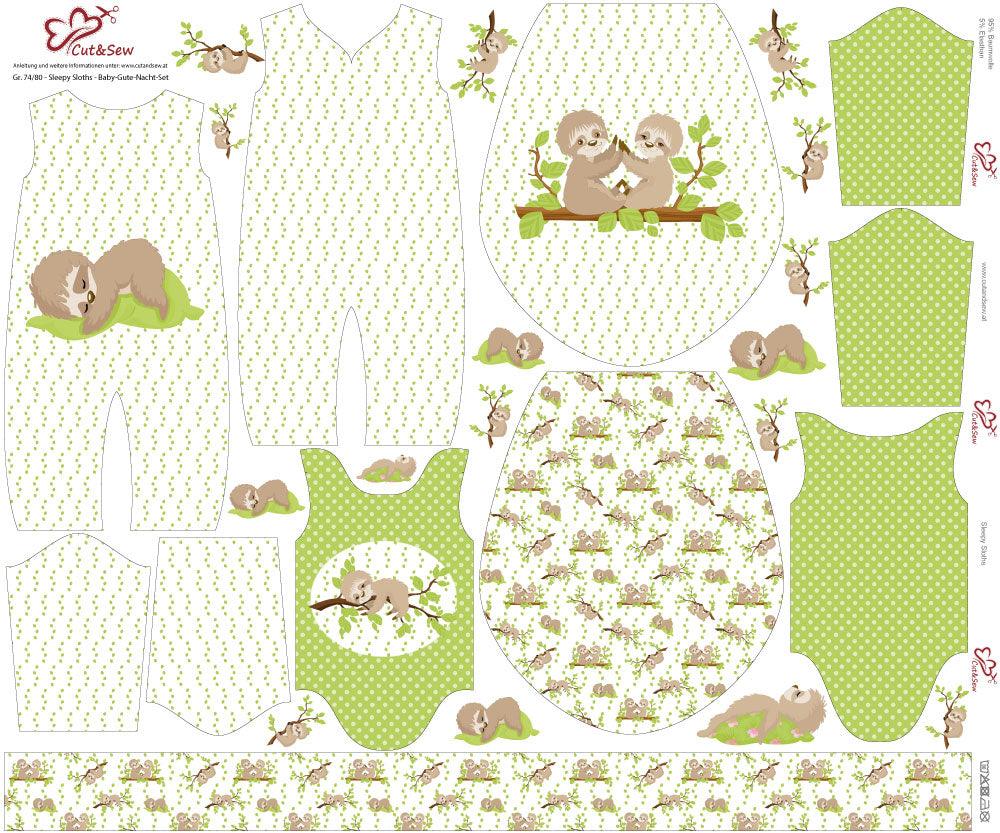 Baby-Gute-Nacht-Set – Sleepy Sloths - Cut&Sew