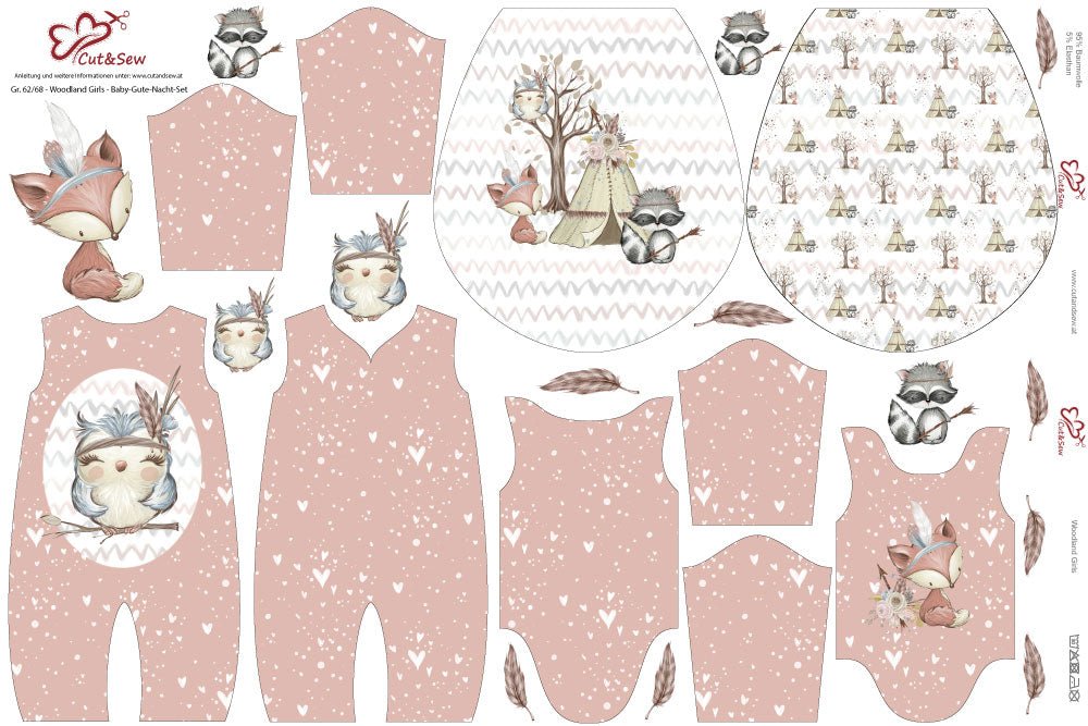 Baby-Gute-Nacht-Set – Woodland Girls - Cut&Sew