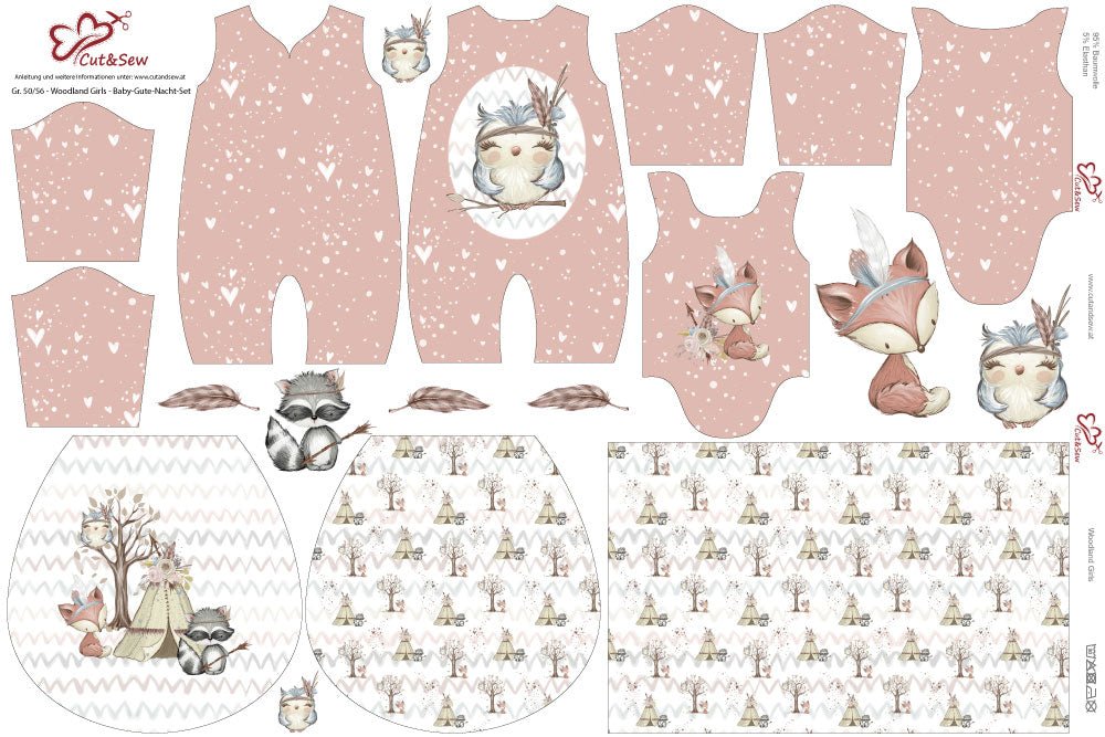 Baby-Gute-Nacht-Set – Woodland Girls - Cut&Sew