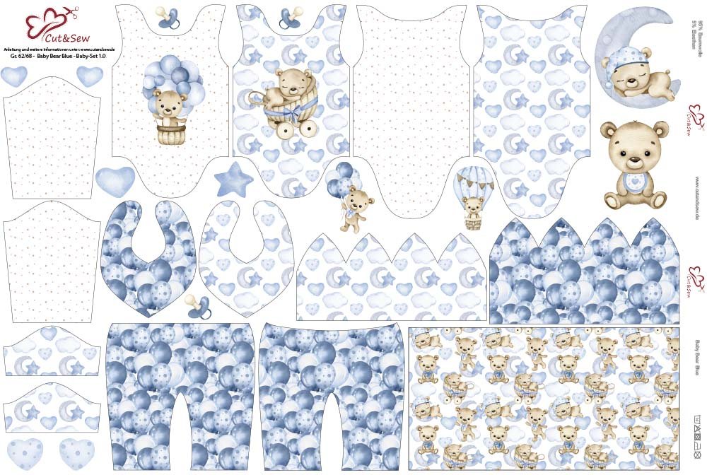 Nähset, Schnittmuster auf Stoff gedruckt