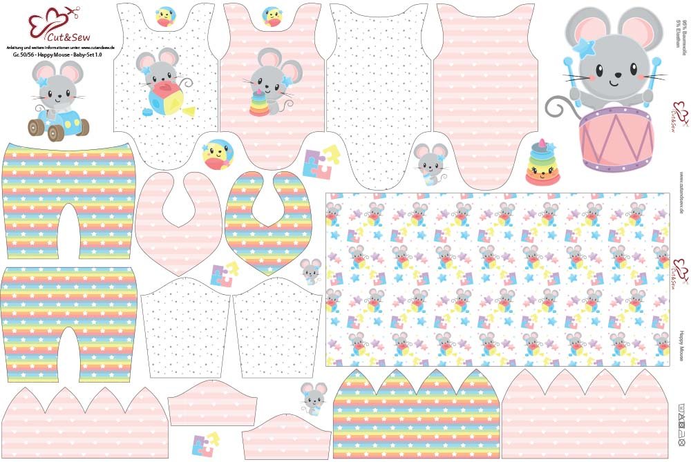 Nähset, Schnittmuster auf Stoff gedruckt