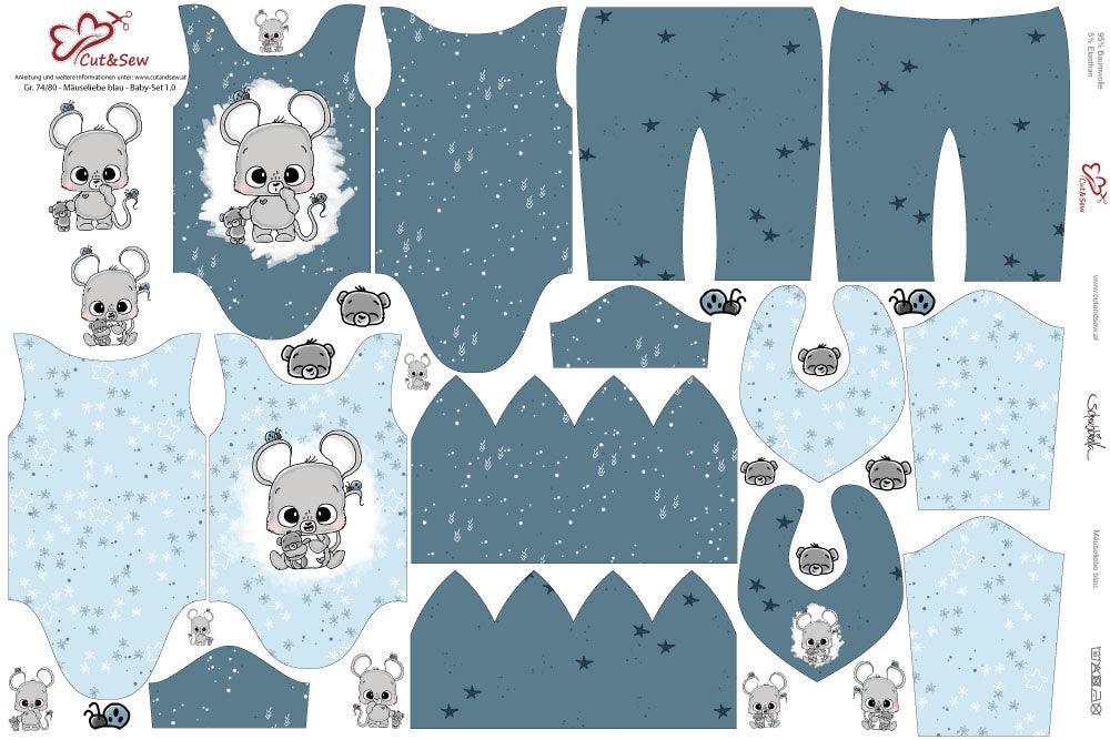 Baby Set – Mäuseliebe blau - Cut&Sew