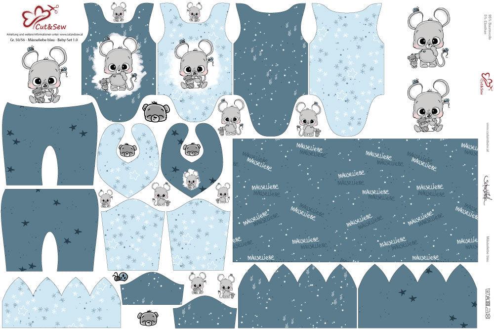 Baby Set – Mäuseliebe blau - Cut&Sew