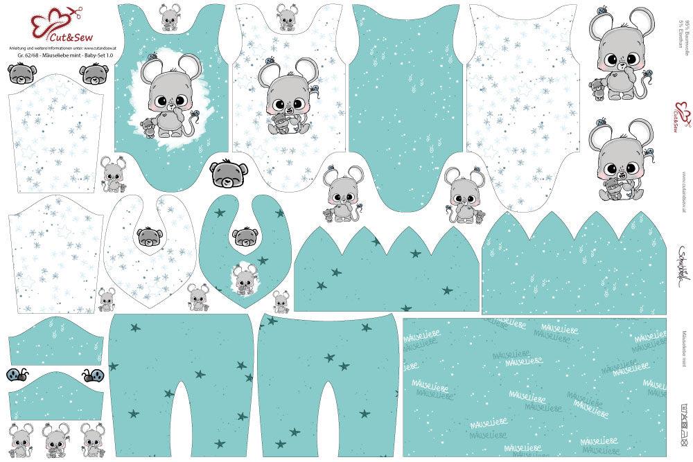 Baby Set – Mäuseliebe mint - Cut&Sew