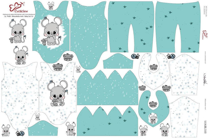 Baby Set – Mäuseliebe mint - Cut&Sew