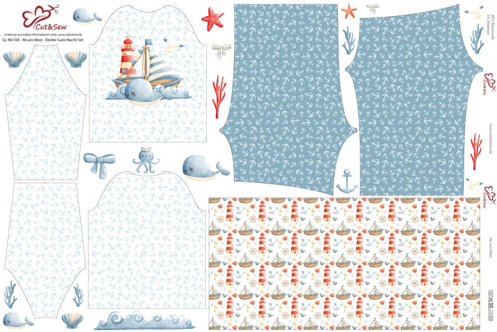 Nähset, Schnittmuster auf Stoff gedruckt