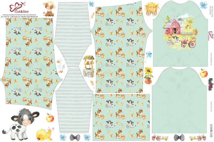 Kinder-Gute-Nacht-Set – Cute Farm 2.0 Green - Cut&Sew