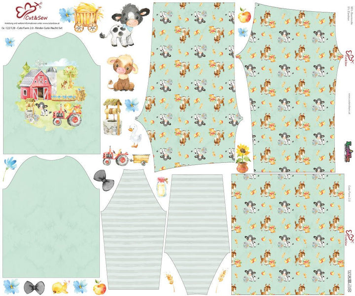 Kinder-Gute-Nacht-Set – Cute Farm 2.0 Green - Cut&Sew
