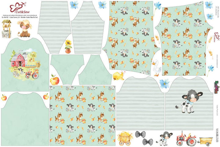 Kinder-Gute-Nacht-Set – Cute Farm 2.0 Green - Cut&Sew