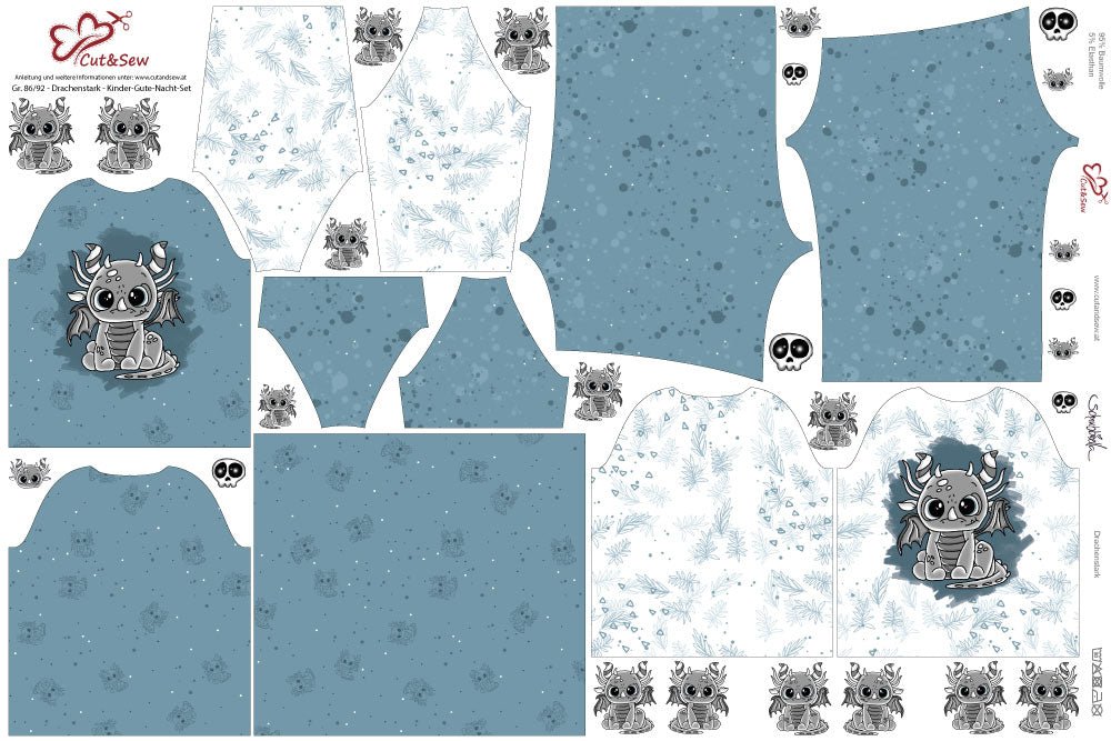Kinder-Gute-Nacht-Set – Drachenstark - Cut&Sew