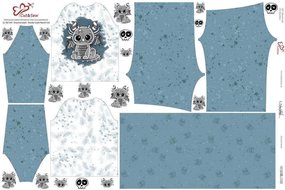 Kinder-Gute-Nacht-Set – Drachenstark - Cut&Sew