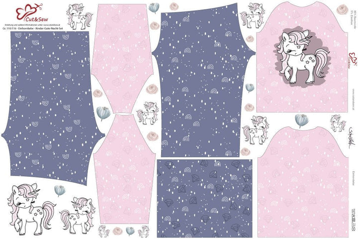 Kinder-Gute-Nacht-Set – Einhornliebe - Cut&Sew