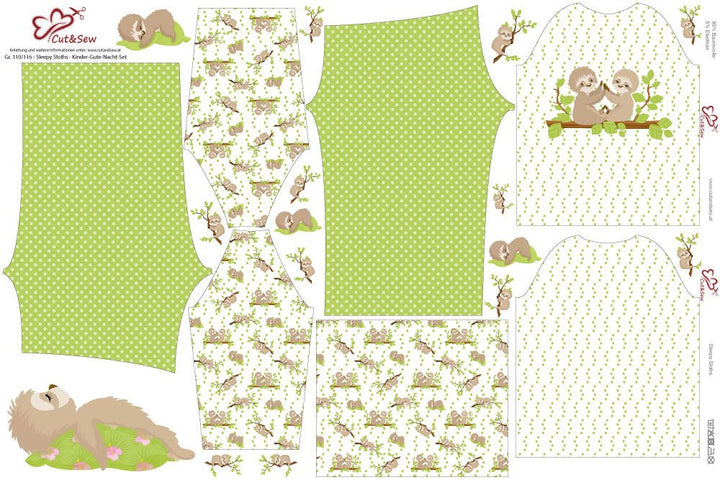 Kinder-Gute-Nacht-Set – Sleepy Sloths - Cut&Sew