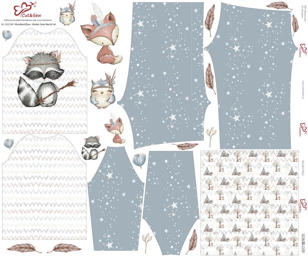 Kinder-Gute-Nacht-Set – Woodland Boys - Cut&Sew