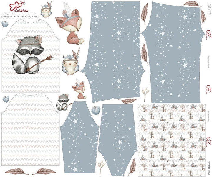 Kinder-Gute-Nacht-Set – Woodland Boys - Cut&Sew