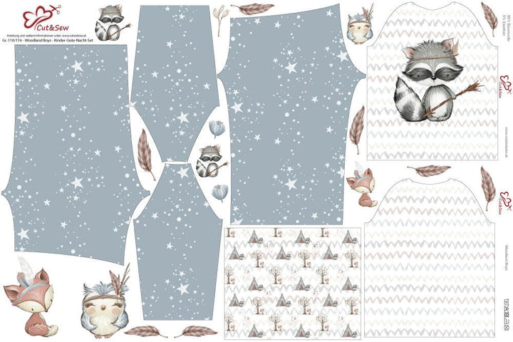 Kinder-Gute-Nacht-Set – Woodland Boys - Cut&Sew