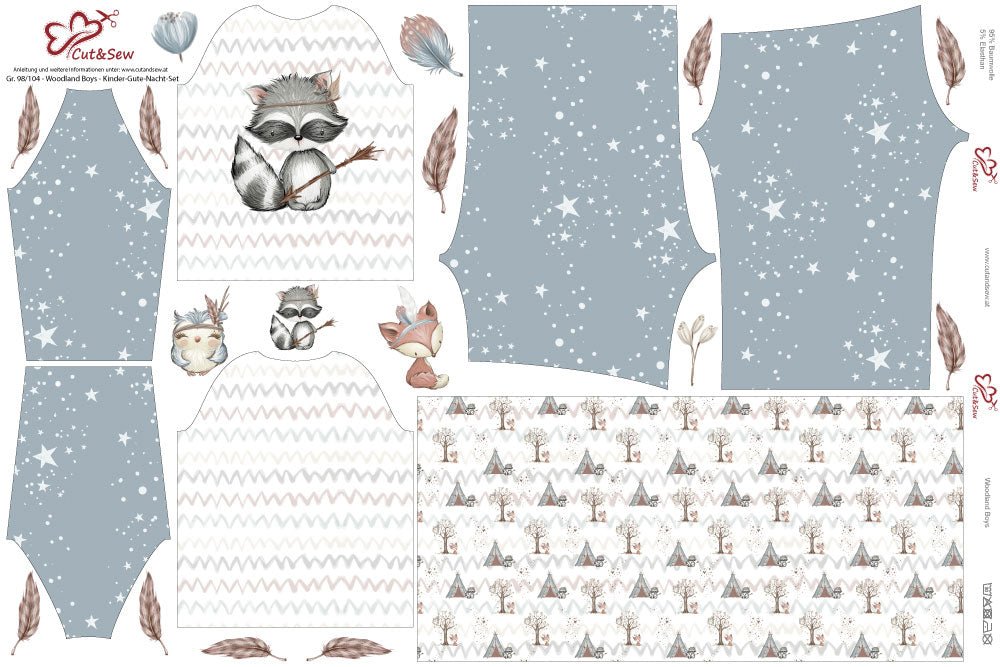 Kinder-Gute-Nacht-Set – Woodland Boys - Cut&Sew