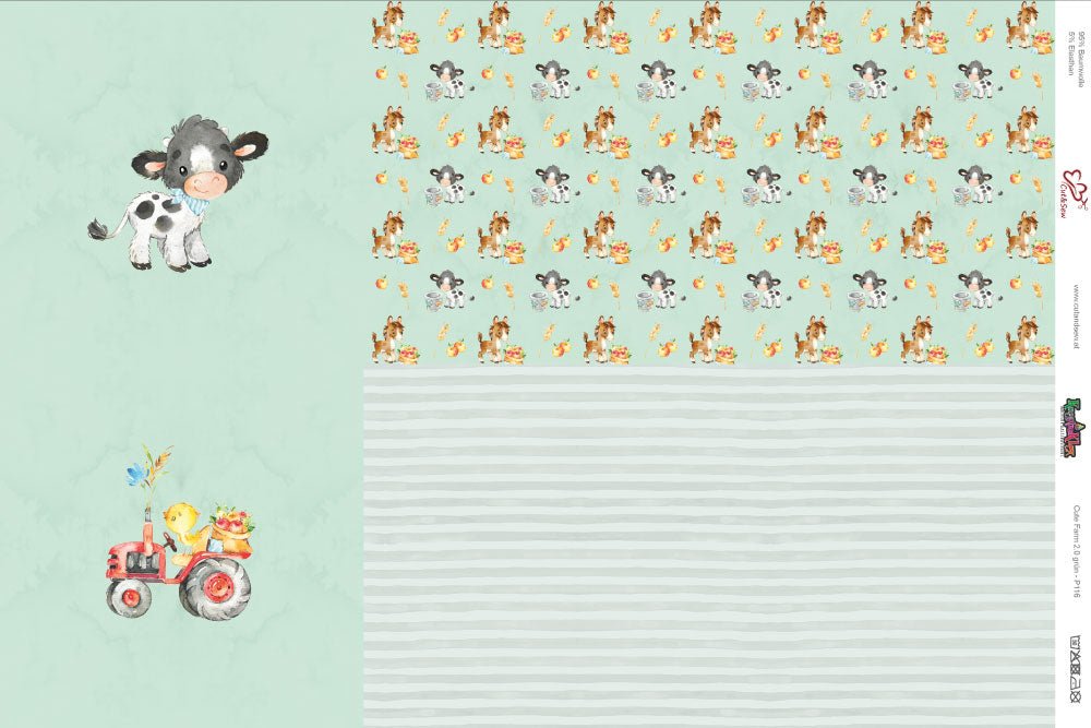 Panel – Cute Farm Green – P-116 - Cut&Sew